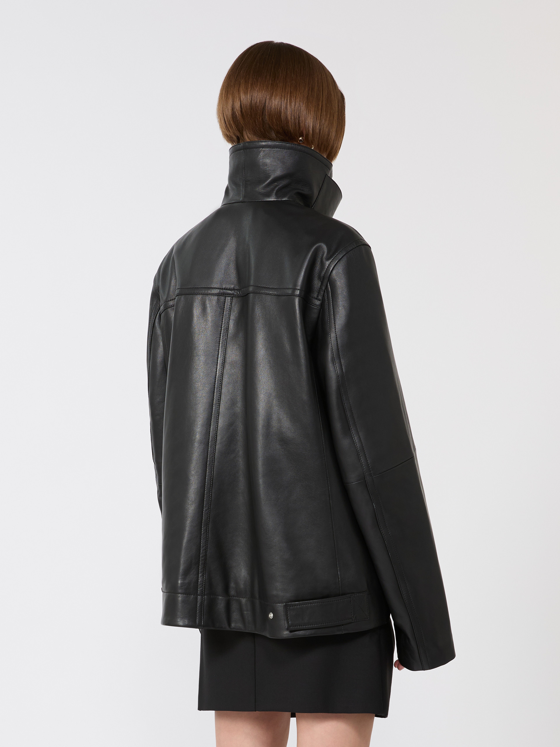 Veste surdimensionnée en cuir - NOIR - Max Mara - 3