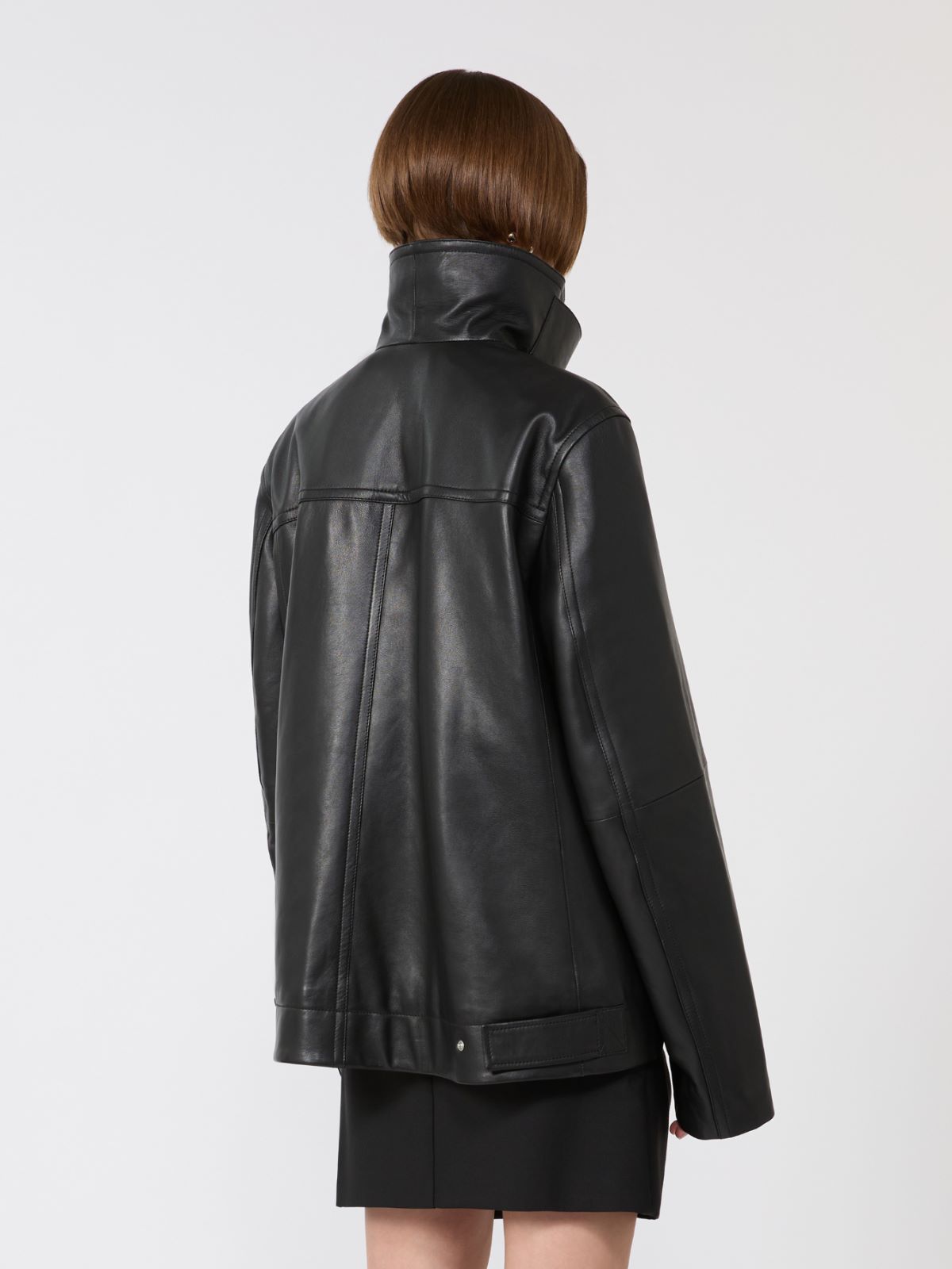 Oversized leather heavy jacket - BLACK - Max Mara - 6