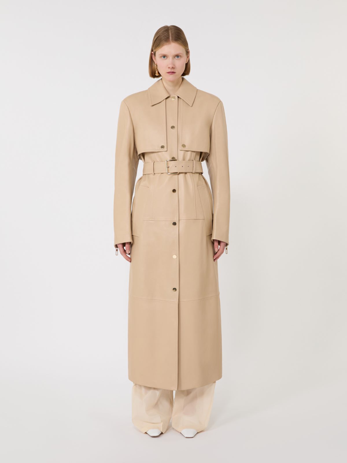 Zweiteiliger Trenchcoat aus Nappaleder - BEIGE - Max Mara - 2