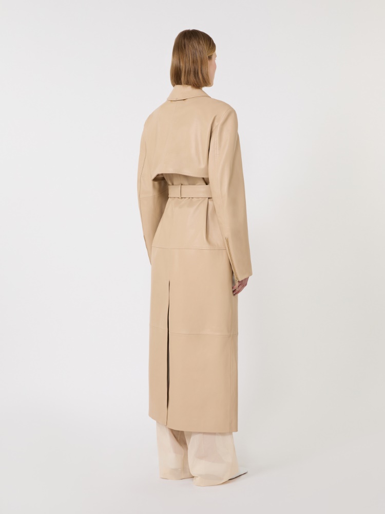 Zweiteiliger Trenchcoat aus Nappaleder - BEIGE - Max Mara - 3