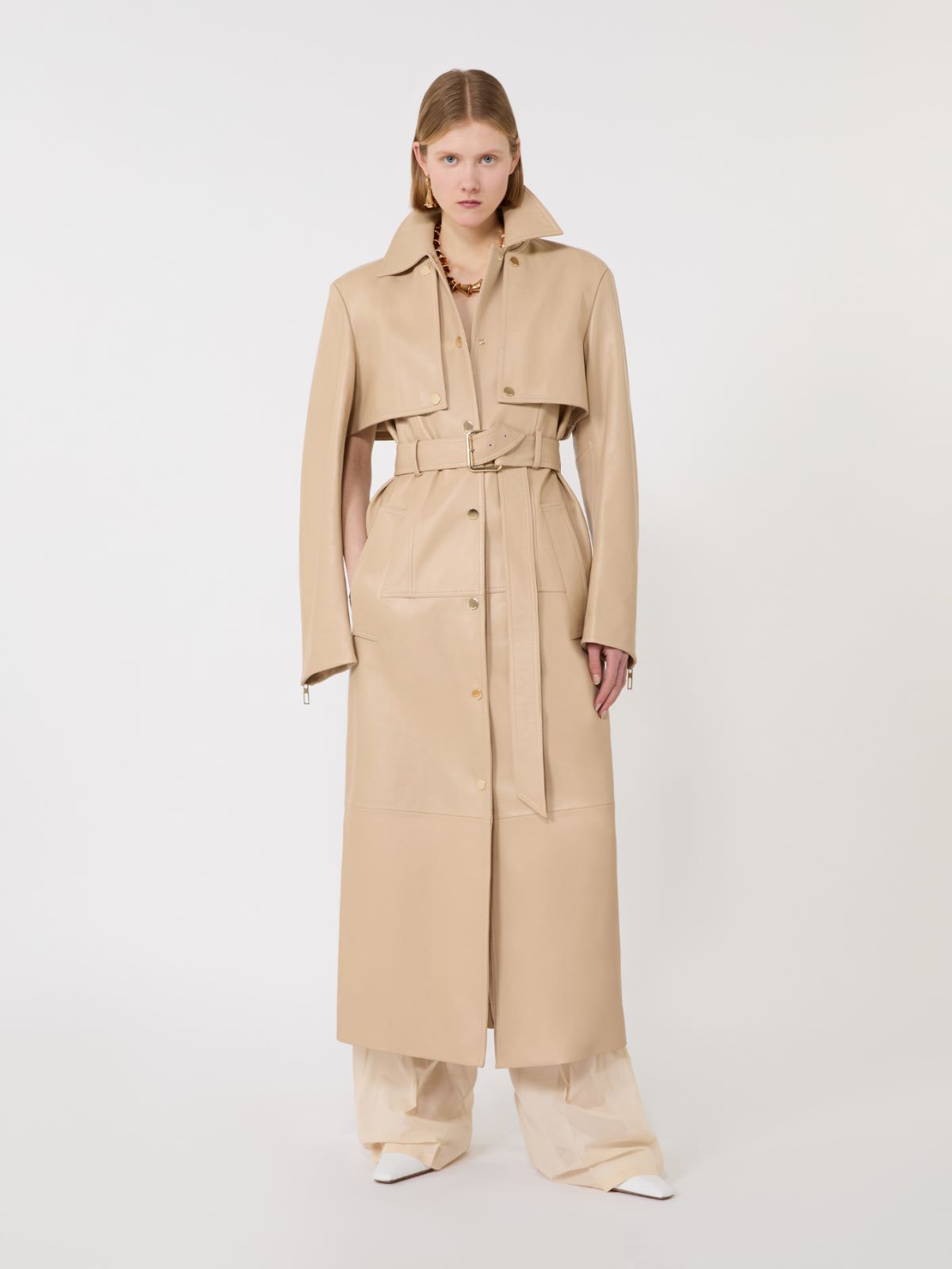 Trench-coat deux pièces en nappa - BEIGE - Max Mara