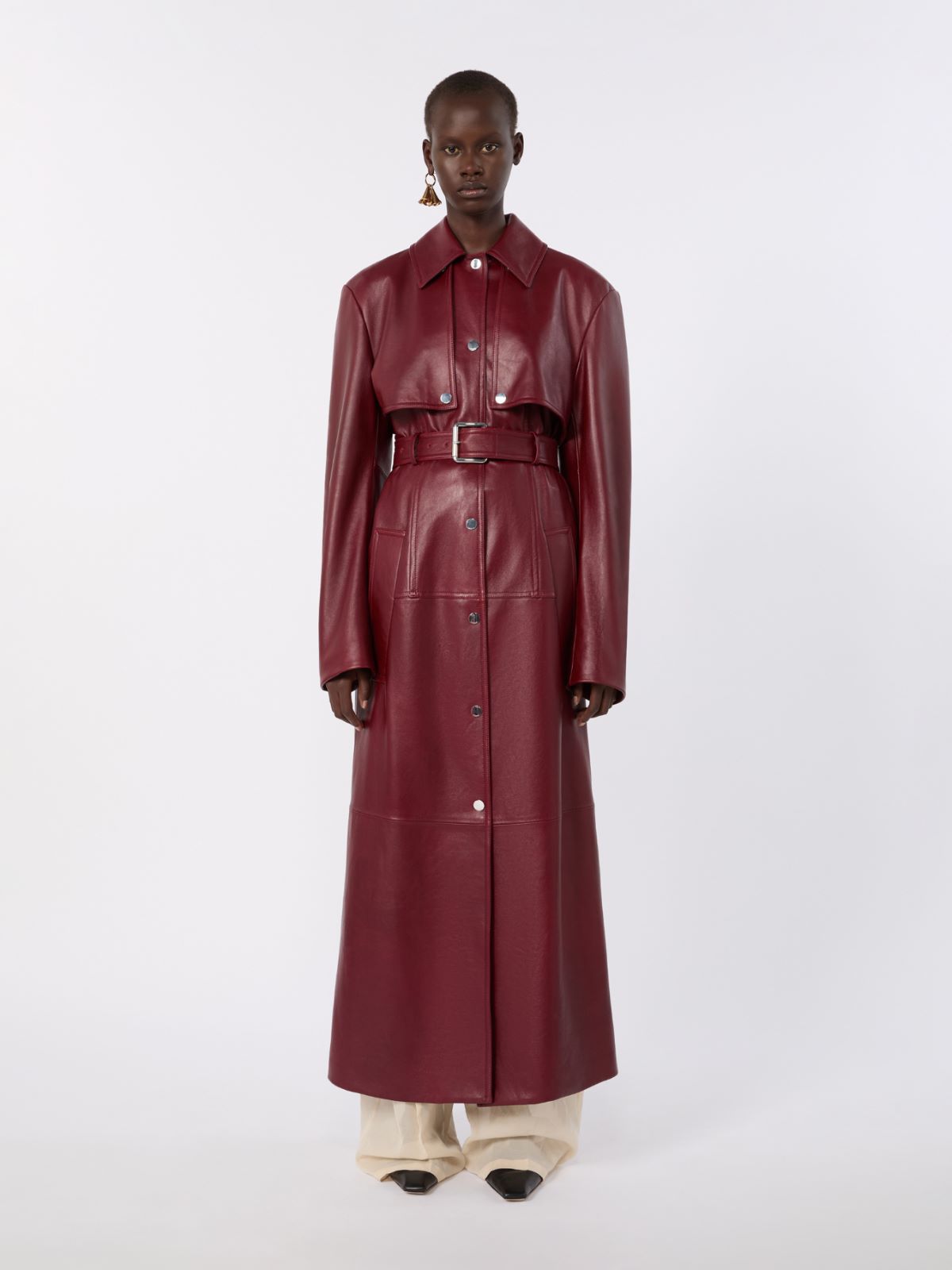 Zweiteiliger Trenchcoat aus Nappaleder - BORDEAUX - Max Mara - 2