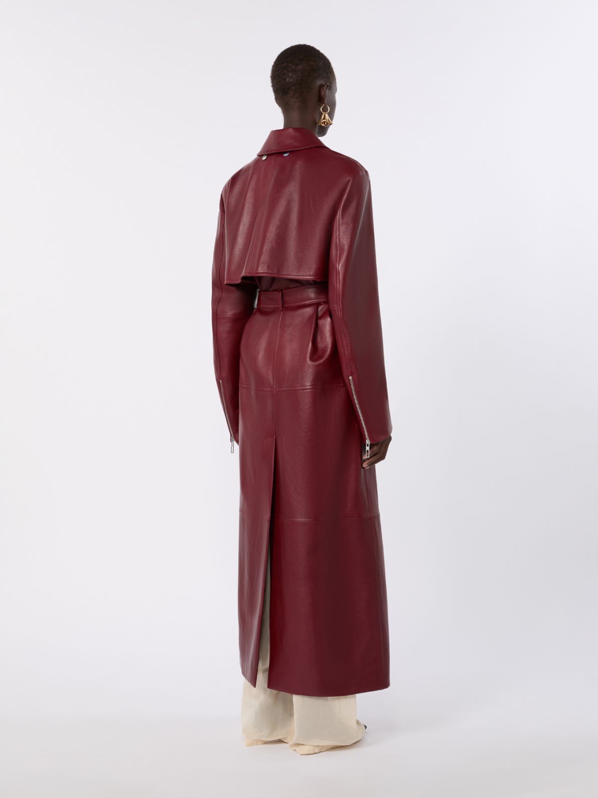 Zweiteiliger Trenchcoat aus Nappaleder - BORDEAUX - Max Mara - 3