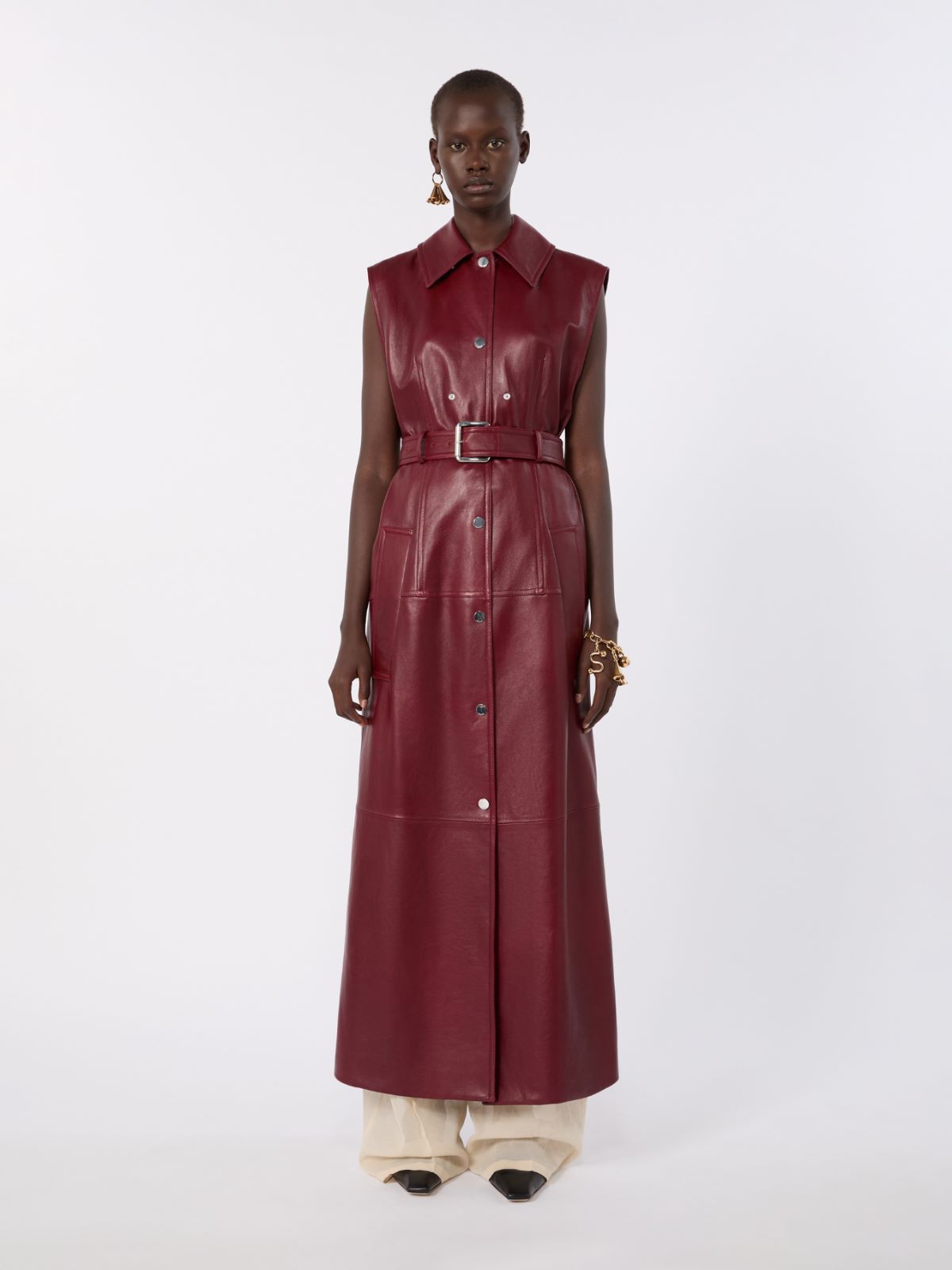 Zweiteiliger Trenchcoat aus Nappaleder - BORDEAUX - Max Mara - 4