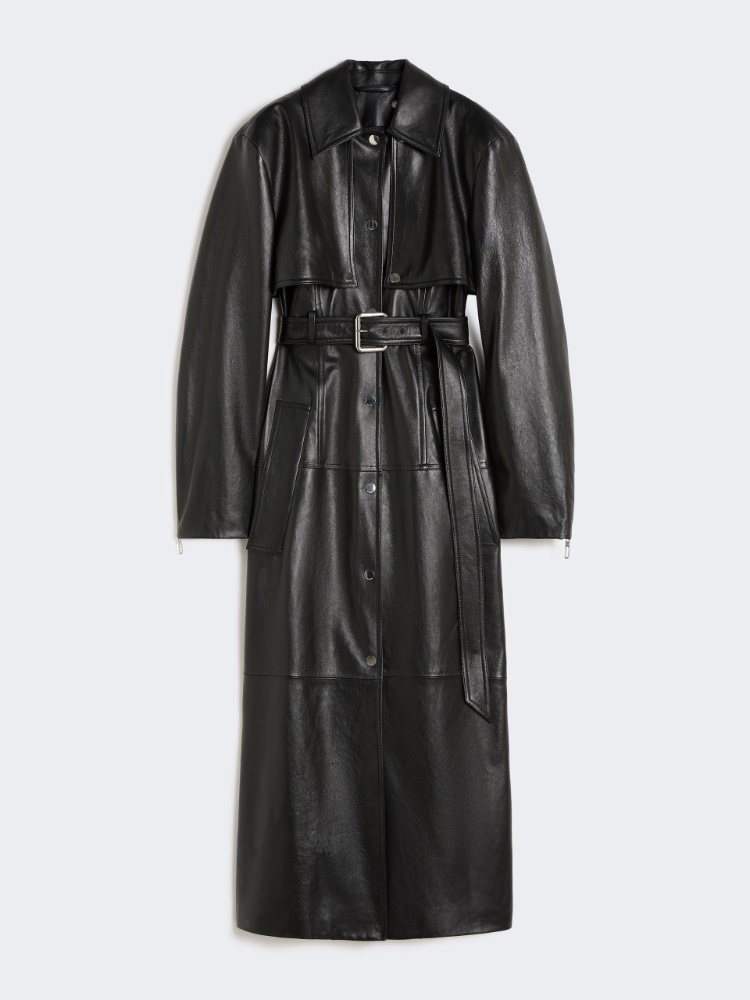 Nappa leather two-piece trench coat - BLACK - Max Mara - 6