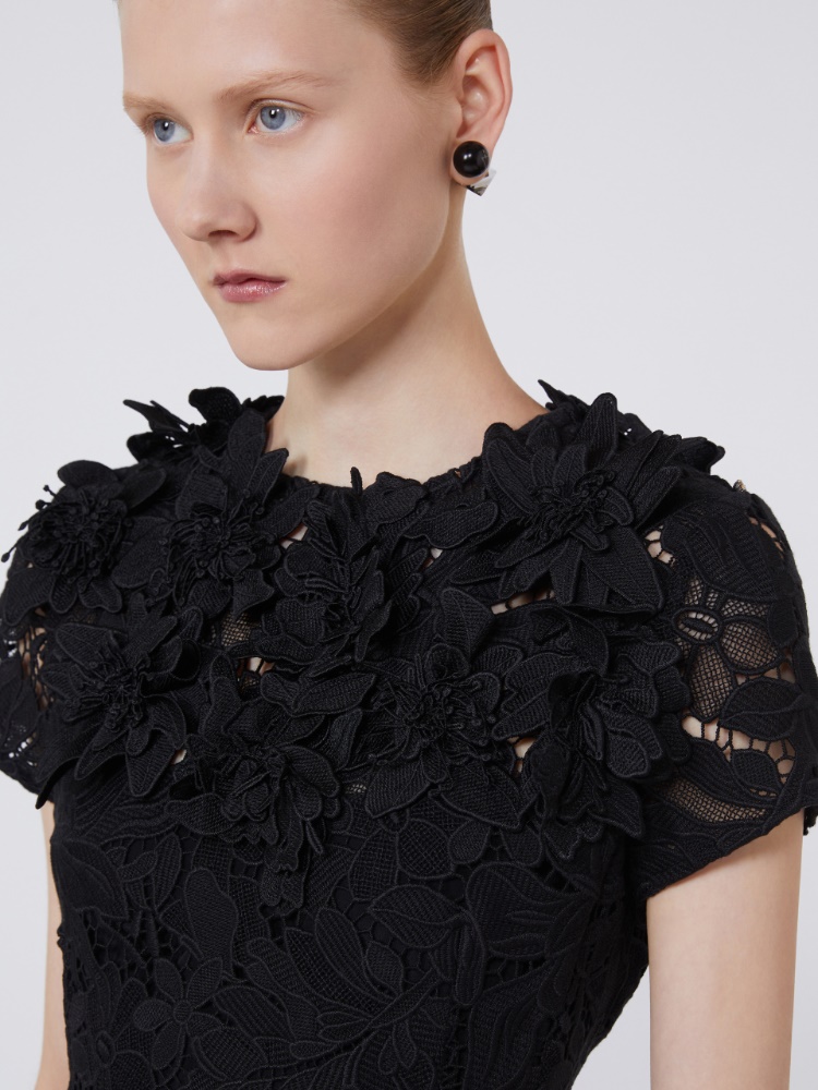 Kleid aus Makramee mit Sanduhr-Schnitt - SCHWARZ - Max Mara - 4