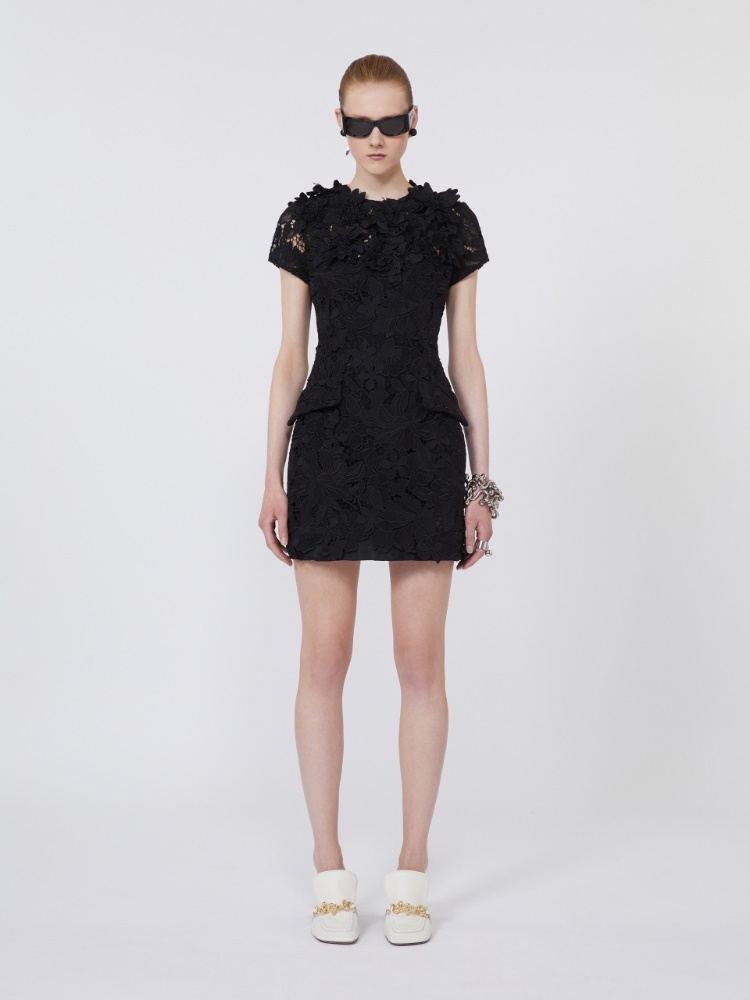 Kleid aus Makramee mit Sanduhr-Schnitt - SCHWARZ - Max Mara - 1