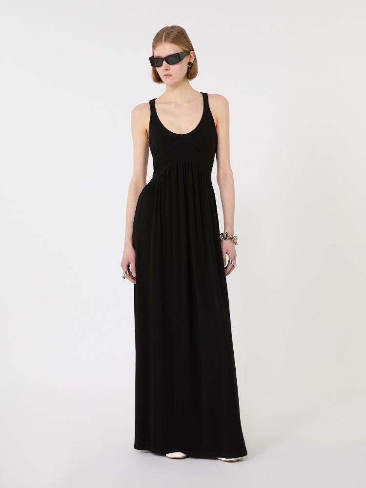 Long crepe jersey dress - BLACK - Max Mara