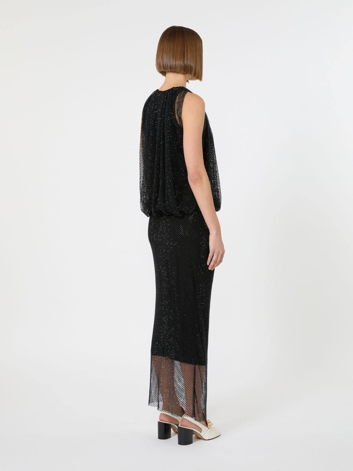 Sleeveless jersey dress with crystals - BLACK - Max Mara - 5