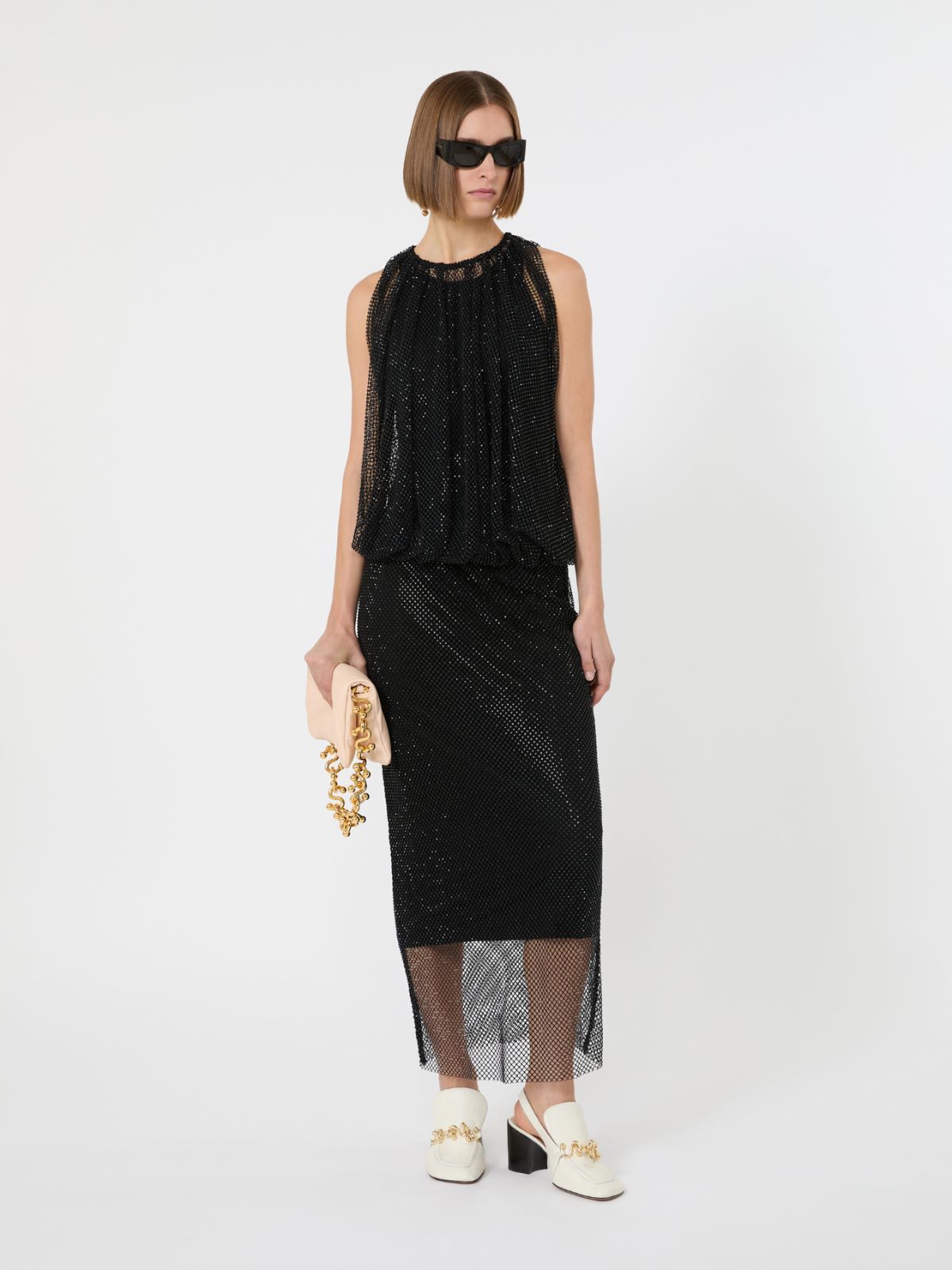 Sleeveless jersey dress with crystals - BLACK - Max Mara