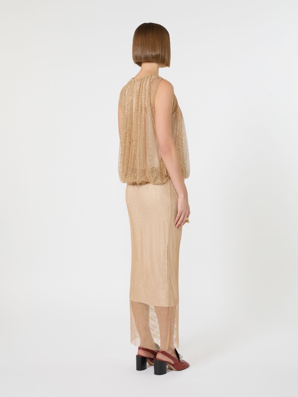 Sleeveless jersey dress with crystals - CAMEL - Max Mara - 5