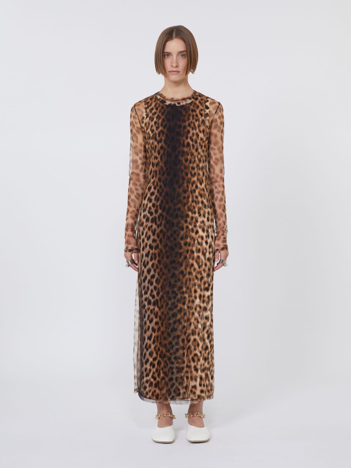 Fitted tulle jersey dress - BEIGE SHADED - Max Mara - 2