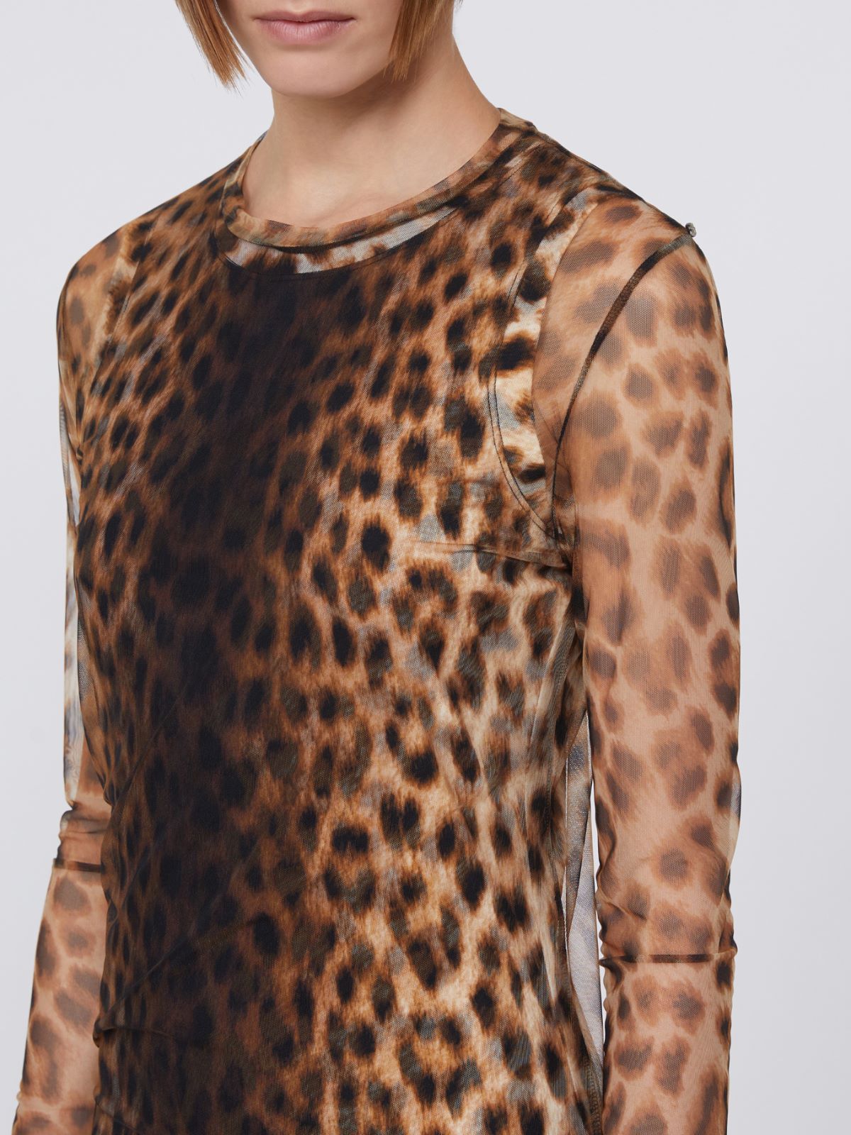 Fitted tulle jersey dress - BEIGE SHADED - Max Mara - 4