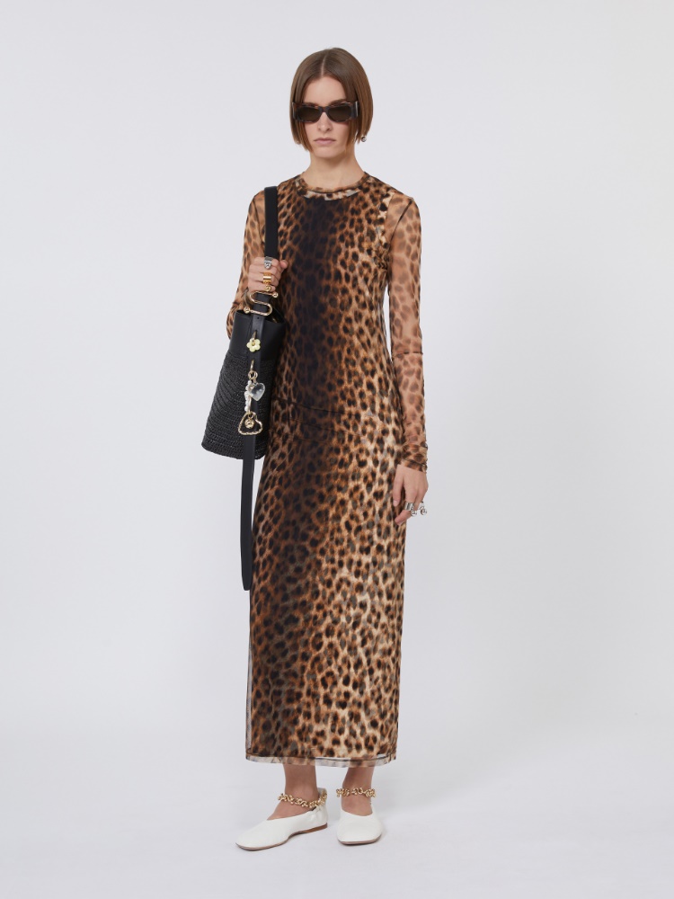 Fitted tulle jersey dress + BEIGE SHADED - Max Mara