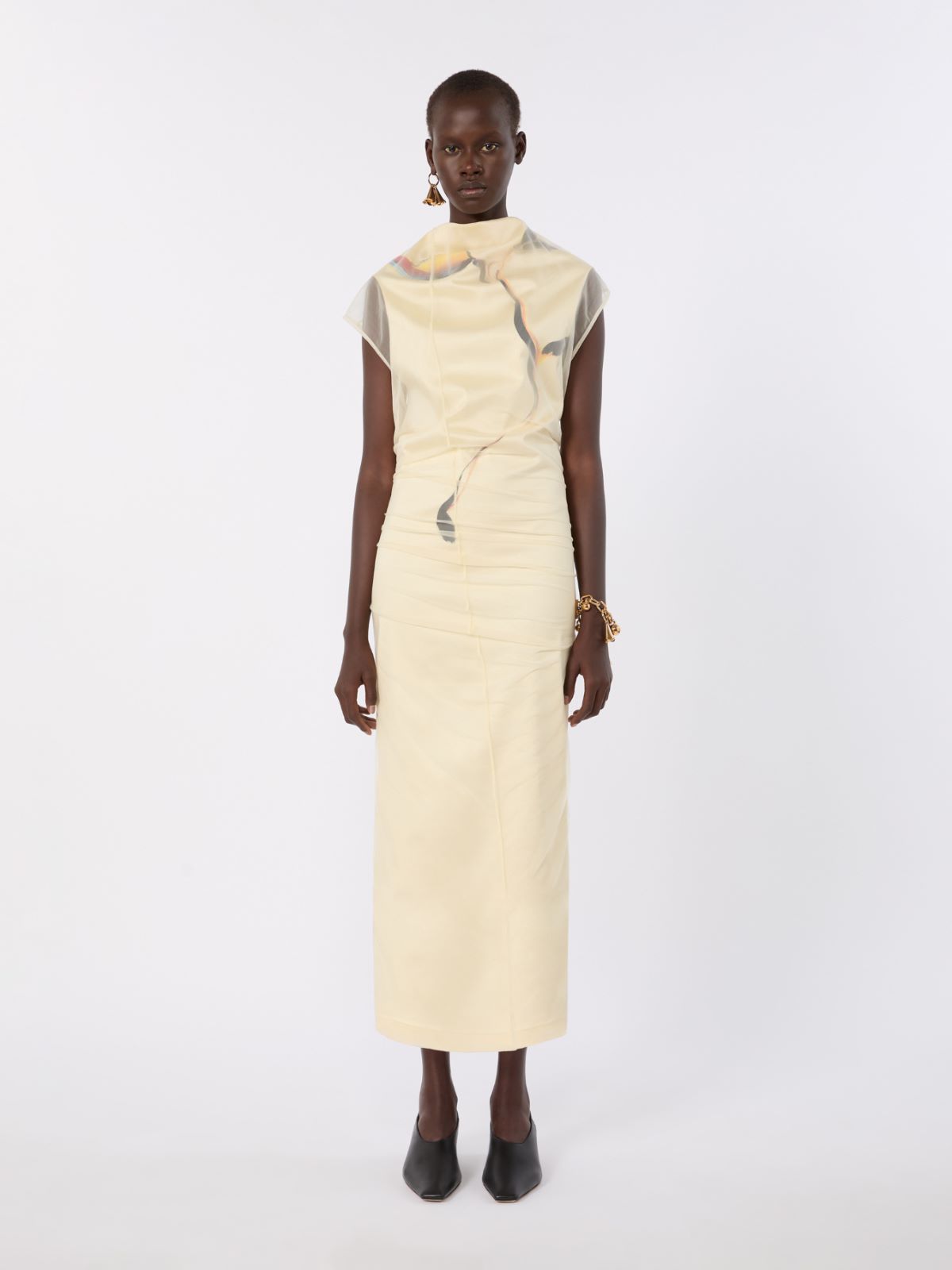 Zweilagiges Kleid aus Satin - HELLGELB - Max Mara - 2