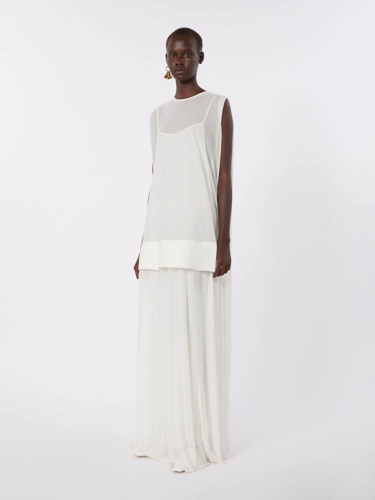 Long, viscose jersey dress - WHITE - Max Mara