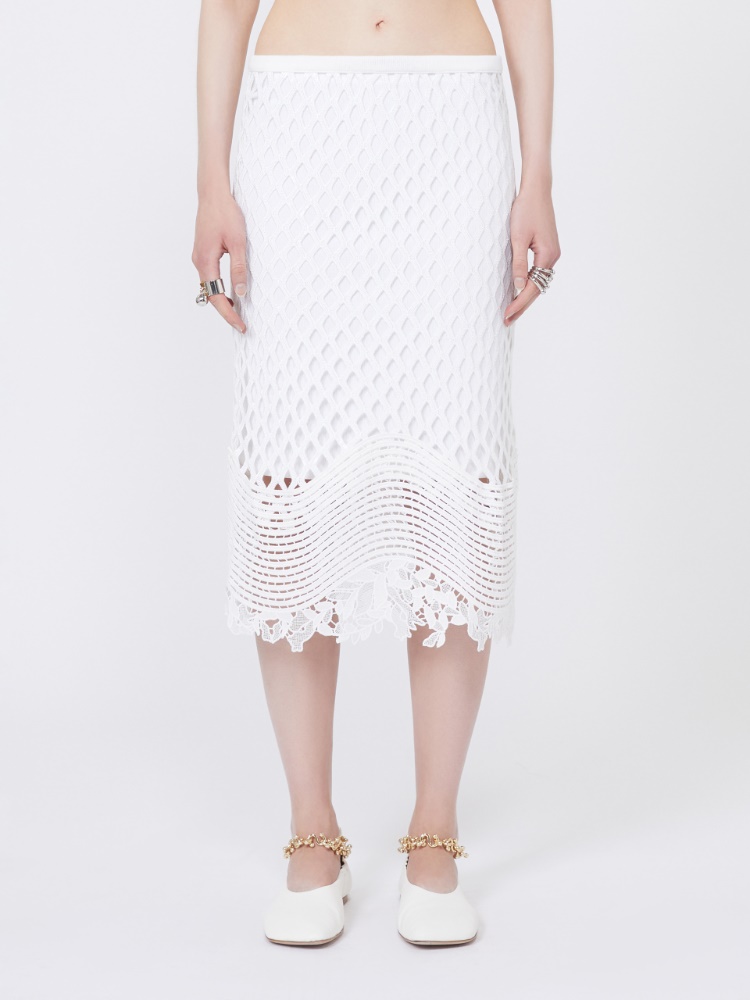 Sequinned mesh skirt - WHITE - 2