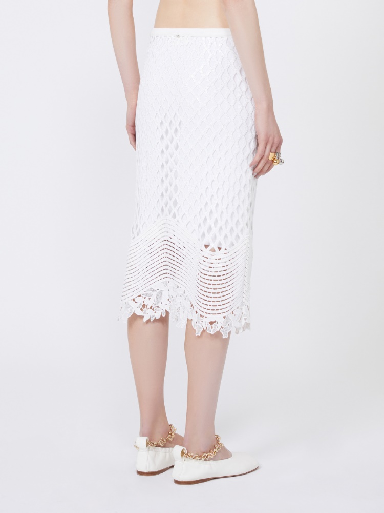 Sequinned mesh skirt - WHITE - 3