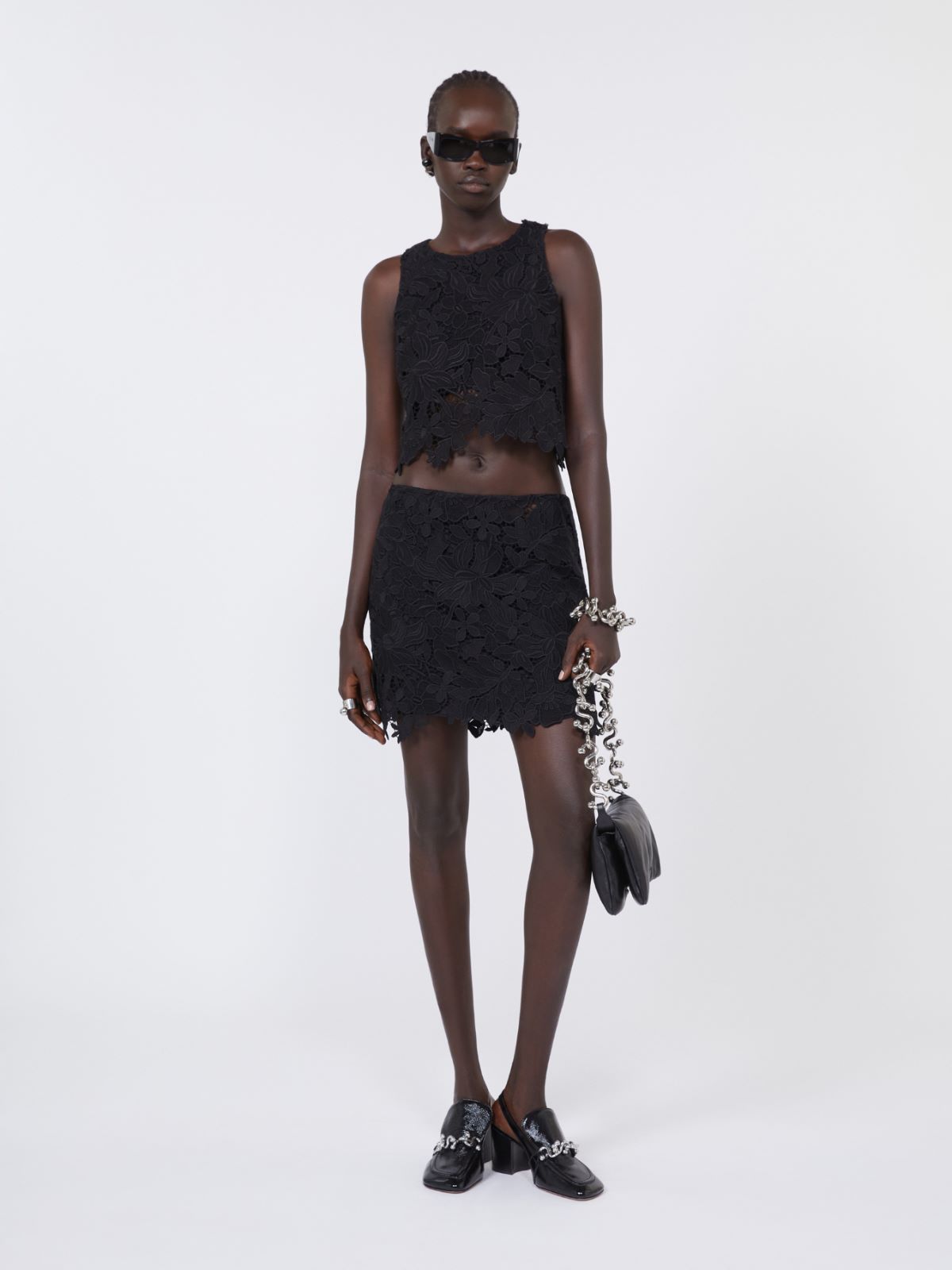 Floral macramé skirt + BLACK - Max Mara