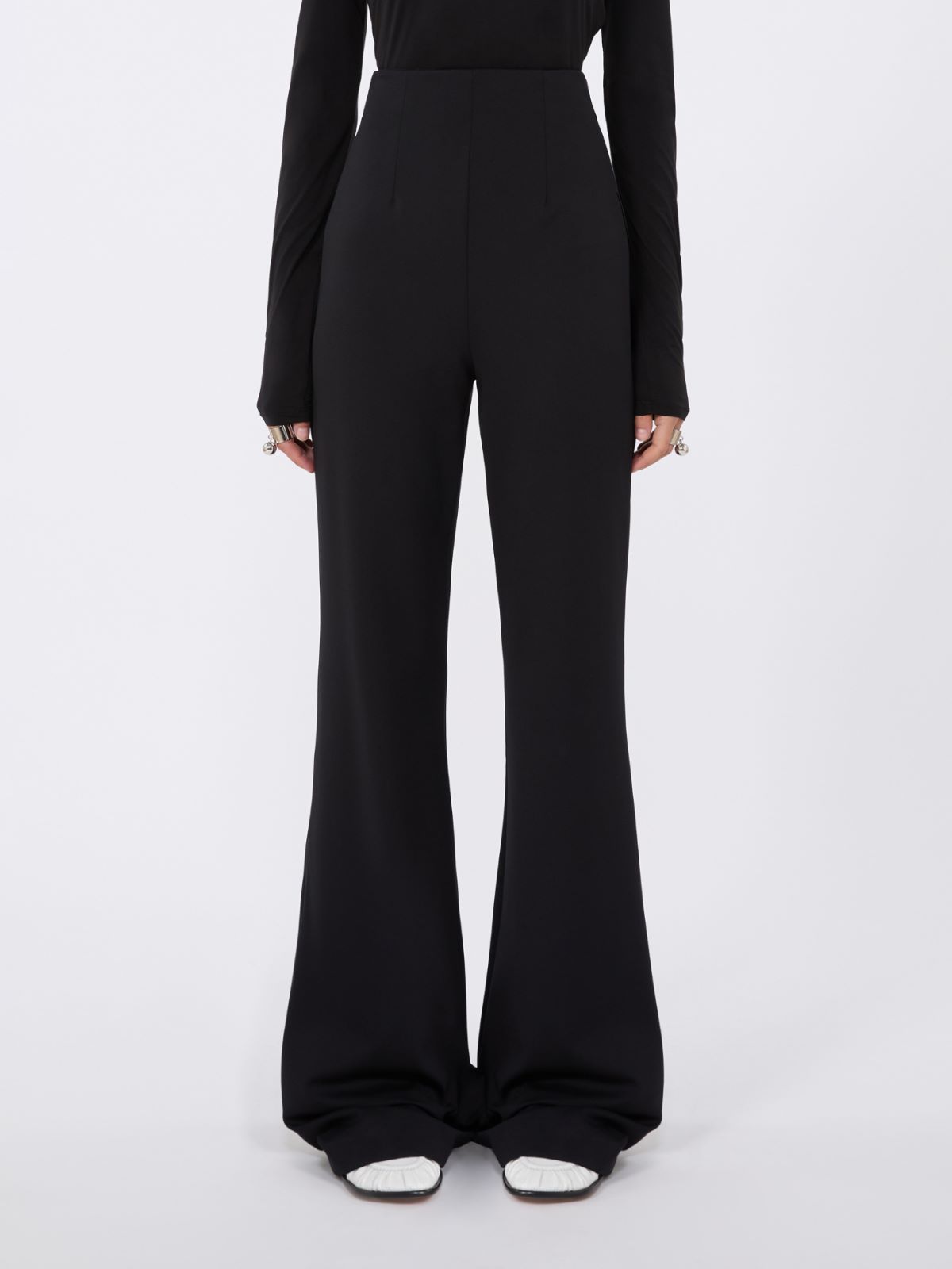 Flared trousers in stretch jersey - BLACK - Max Mara - 5