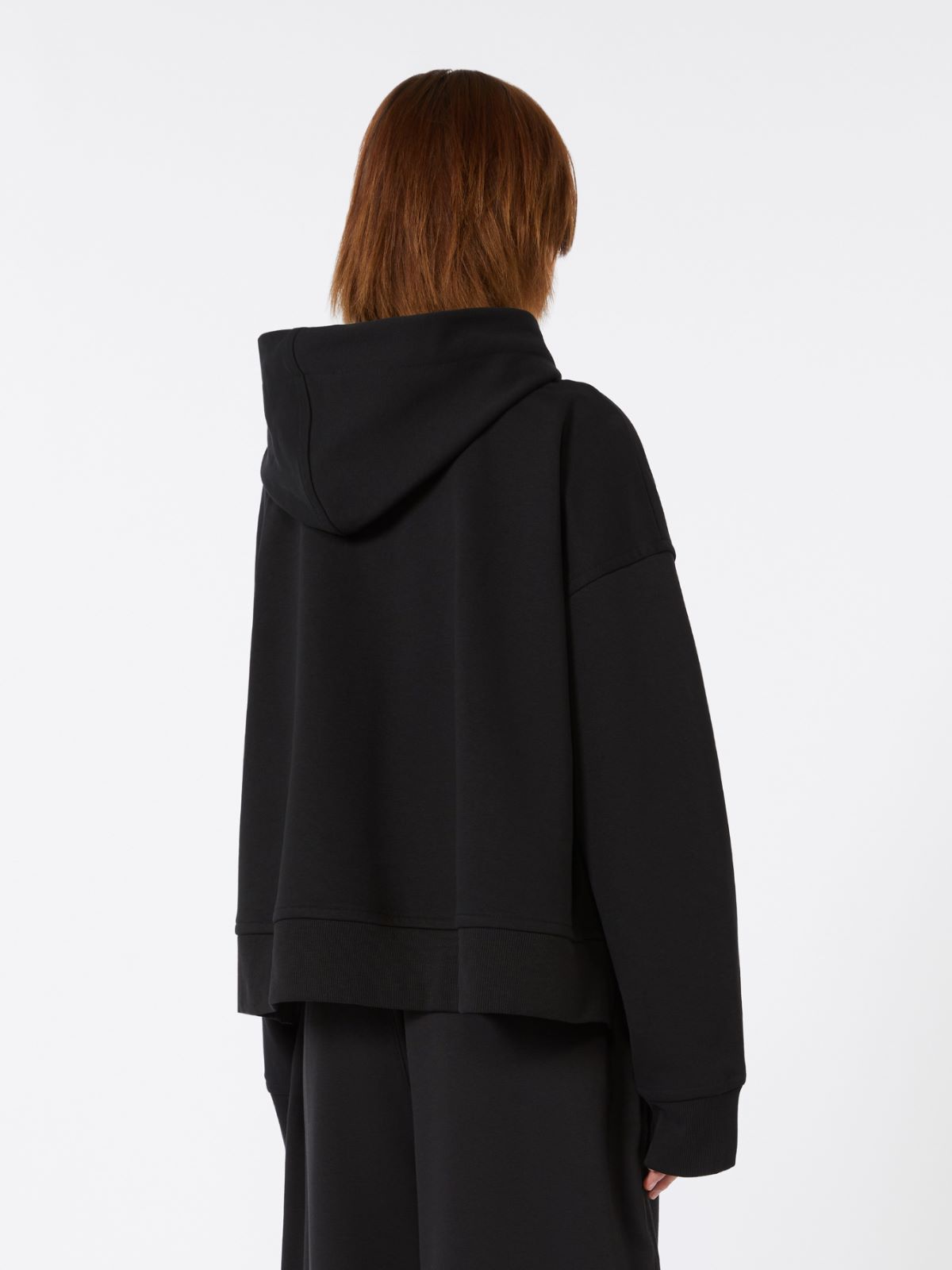 Stretch-cotton hooded sweatshirt - BLACK - Max Mara - 5