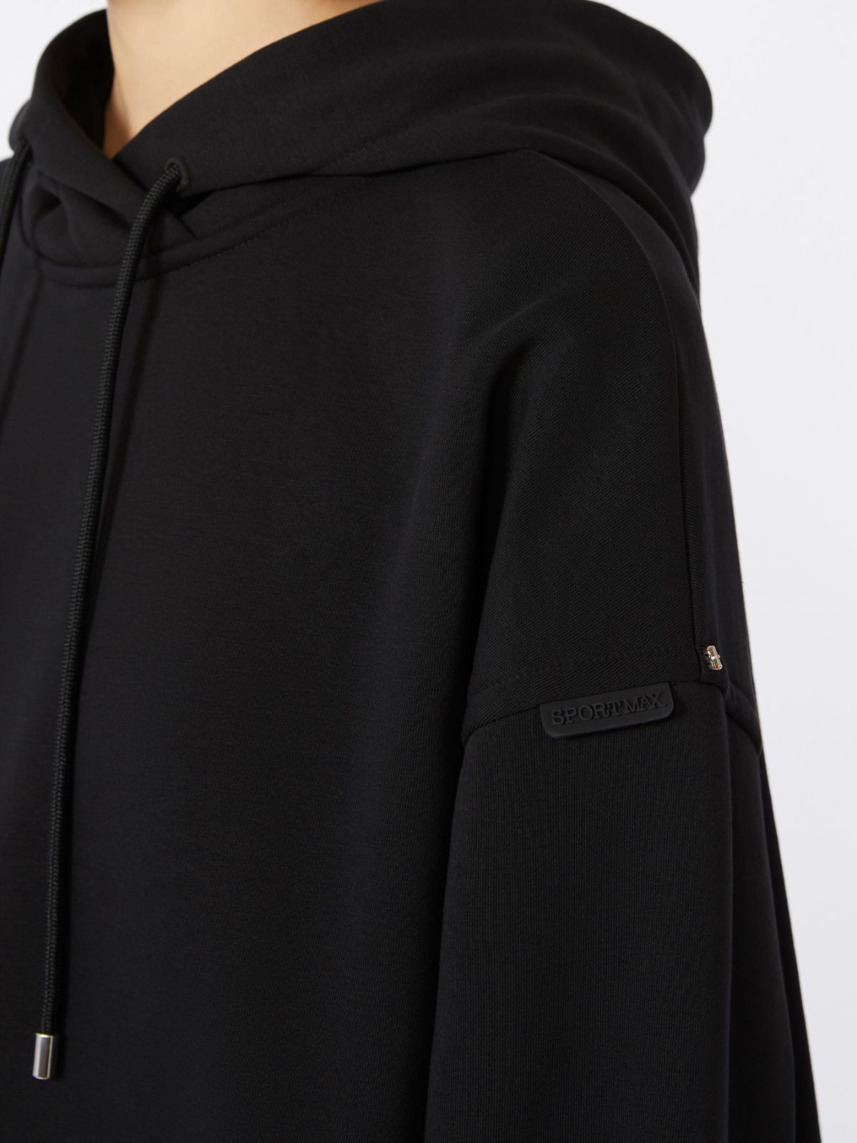 Stretch-cotton hooded sweatshirt - BLACK - Max Mara - 5