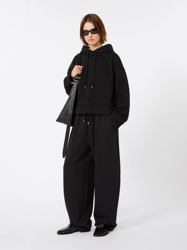 Stretch-cotton hooded sweatshirt - BLACK - Max Mara