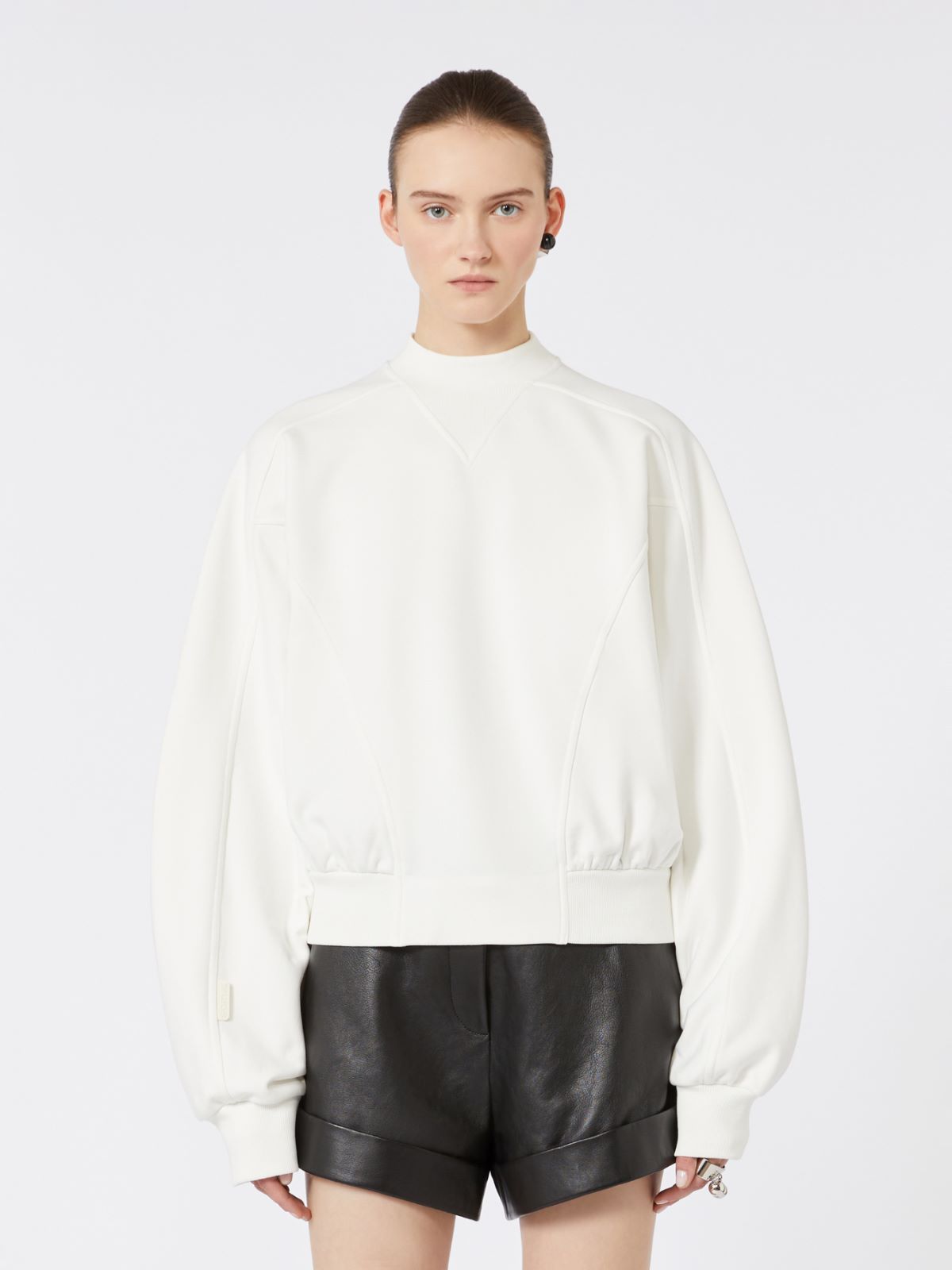 Cotton stretch sweatshirt - IVORY - Max Mara - 6
