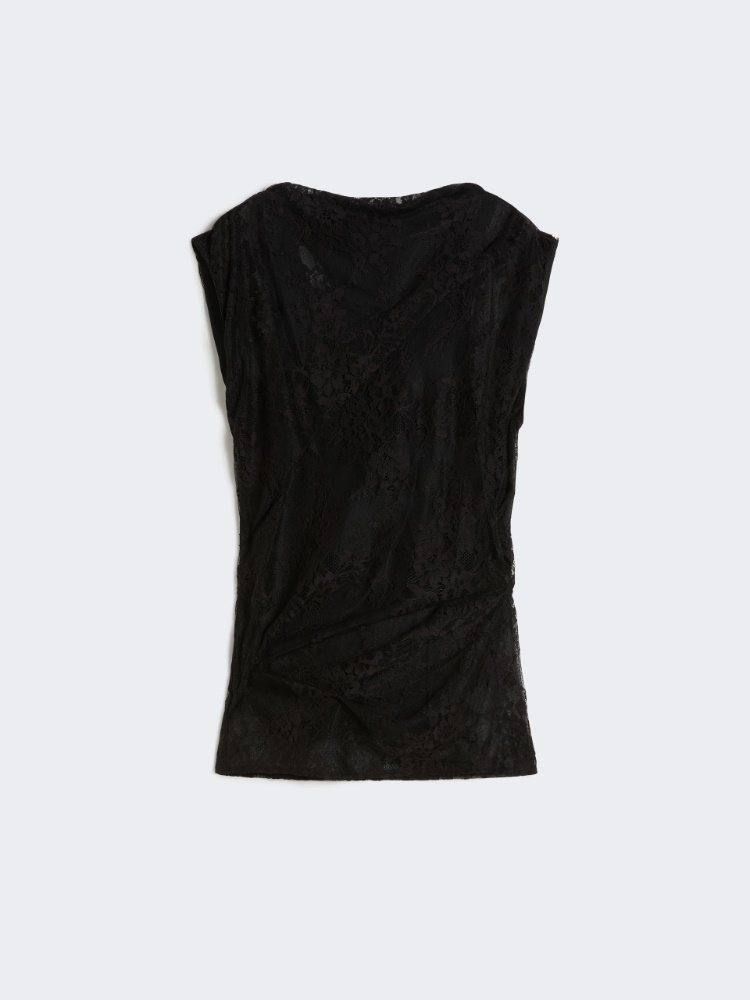 Two-tone lace top - BLACK - Max Mara