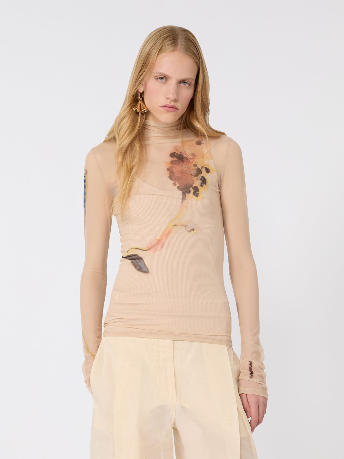 High-neck stretch tulle top - ANTIQUE ROSE - Max Mara - 4