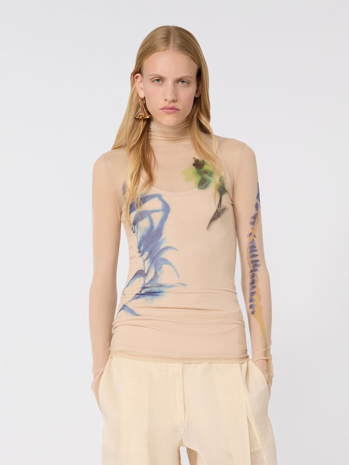 High-neck stretch tulle top - ANTIQUE ROSE - Max Mara - 4