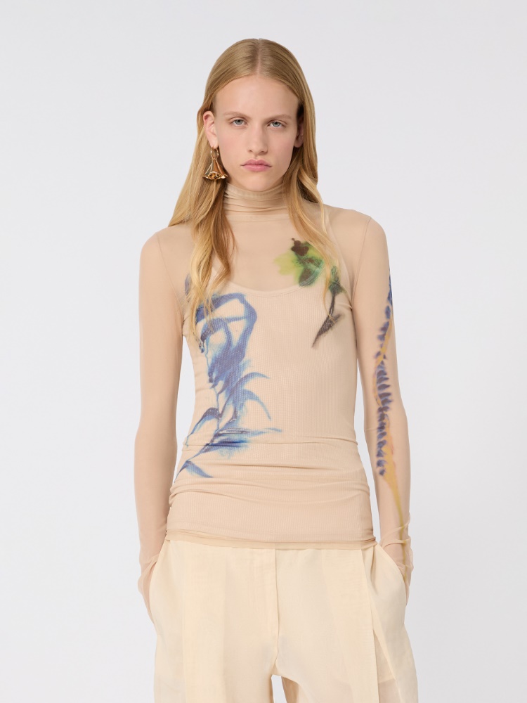 High-neck stretch tulle top - ANTIQUE ROSE - Max Mara - 4