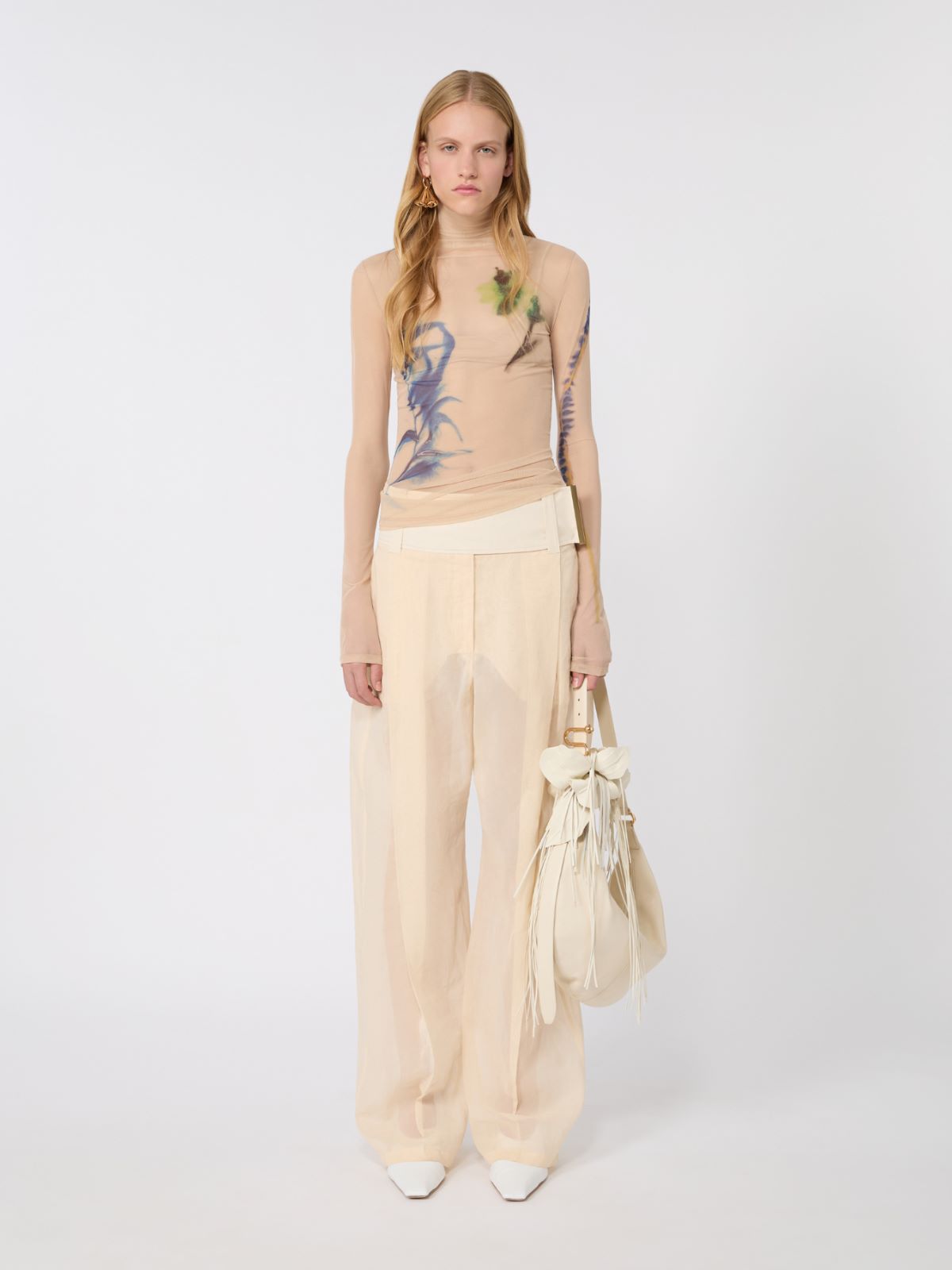 High-neck stretch tulle top - ANTIQUE ROSE - Max Mara