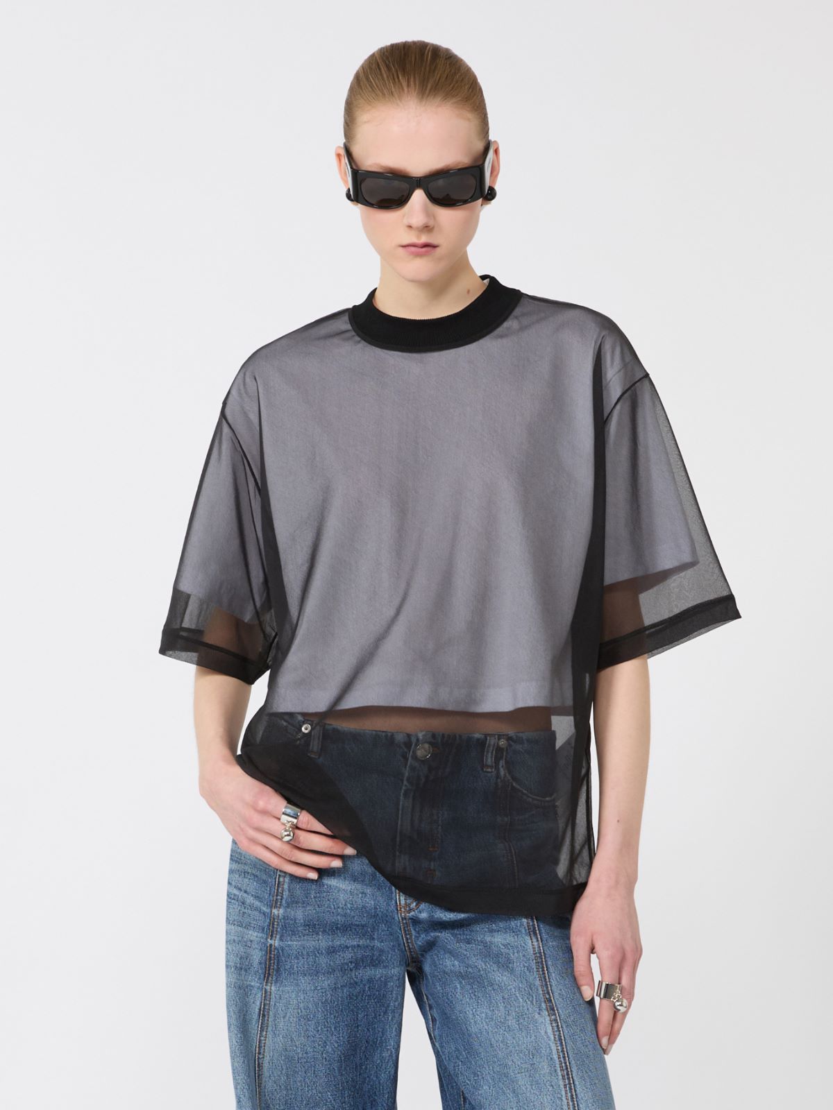 Camiseta de algodón superpuesta - BLANCO OPTICO - Max Mara - 6