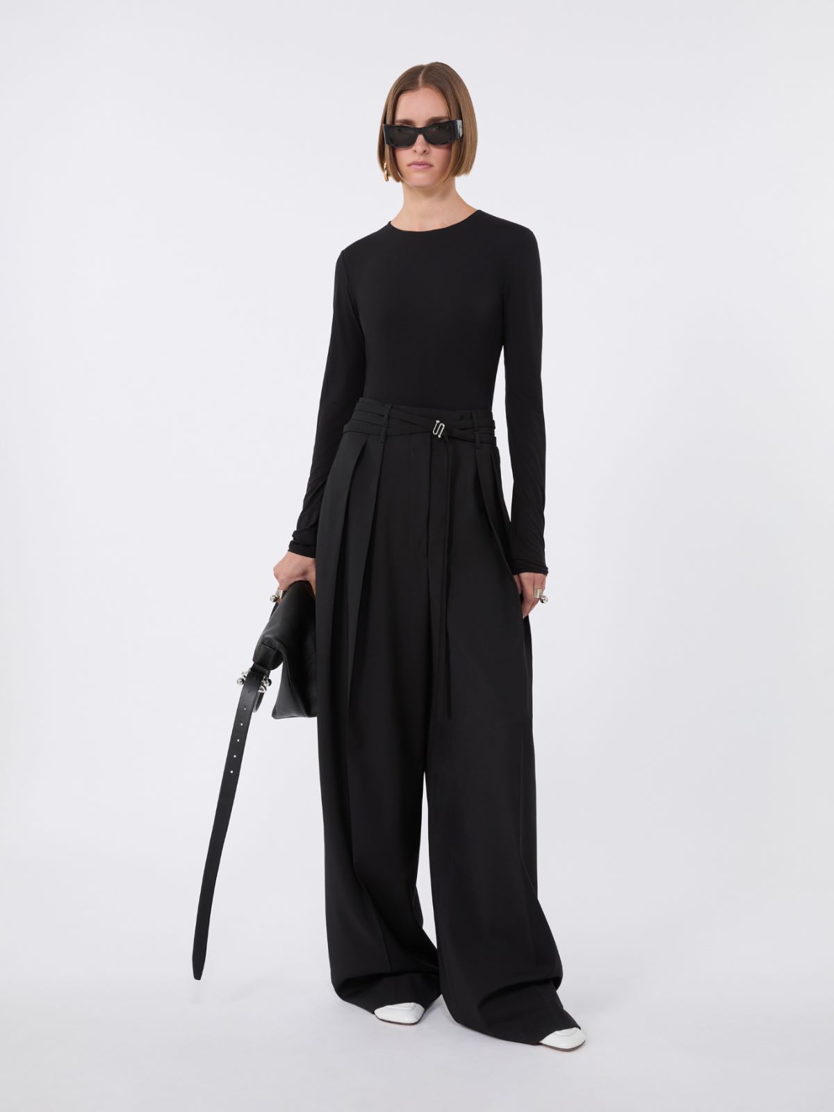 Skin-tight jersey T-shirt - BLACK - Max Mara