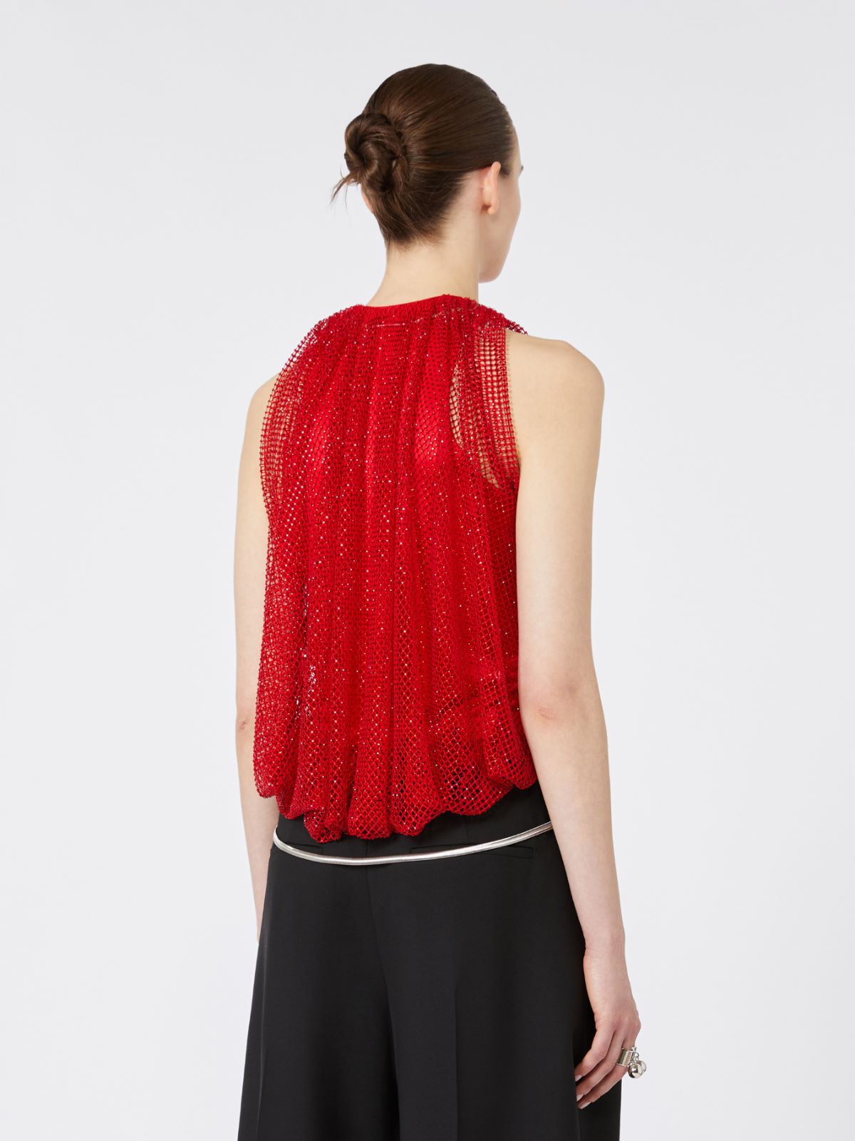 Mesh top with crystals - RED - Max Mara - 6