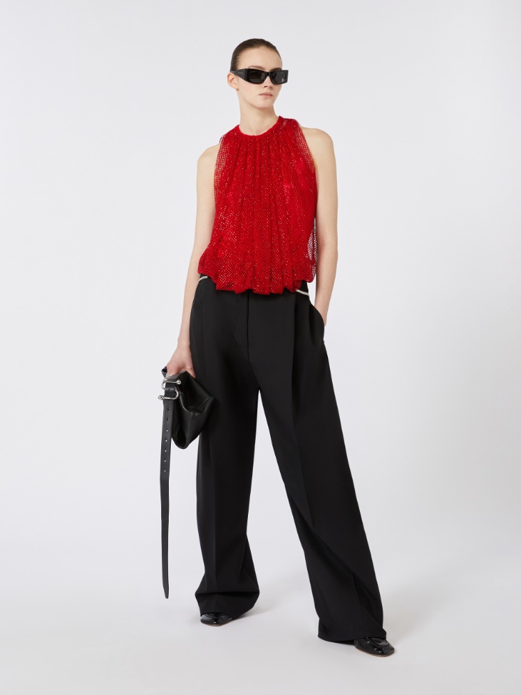 Mesh top with crystals + RED - Max Mara