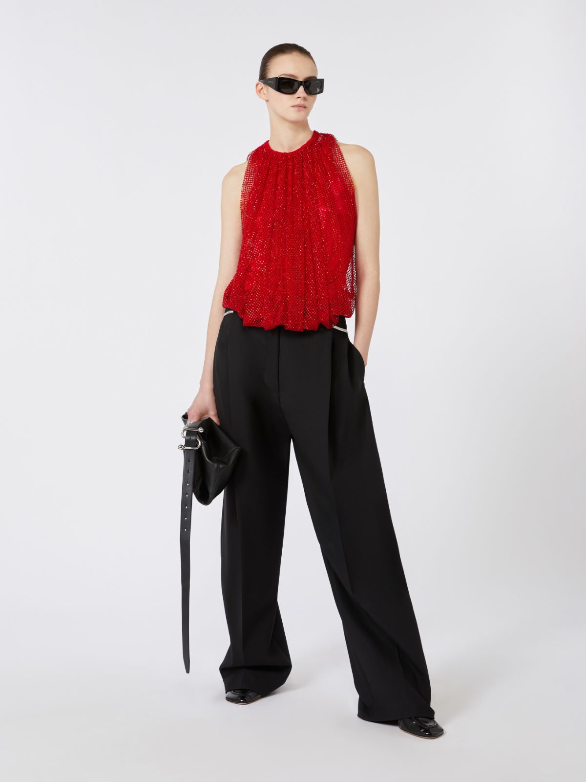 Mesh top with crystals - RED - Max Mara - 6
