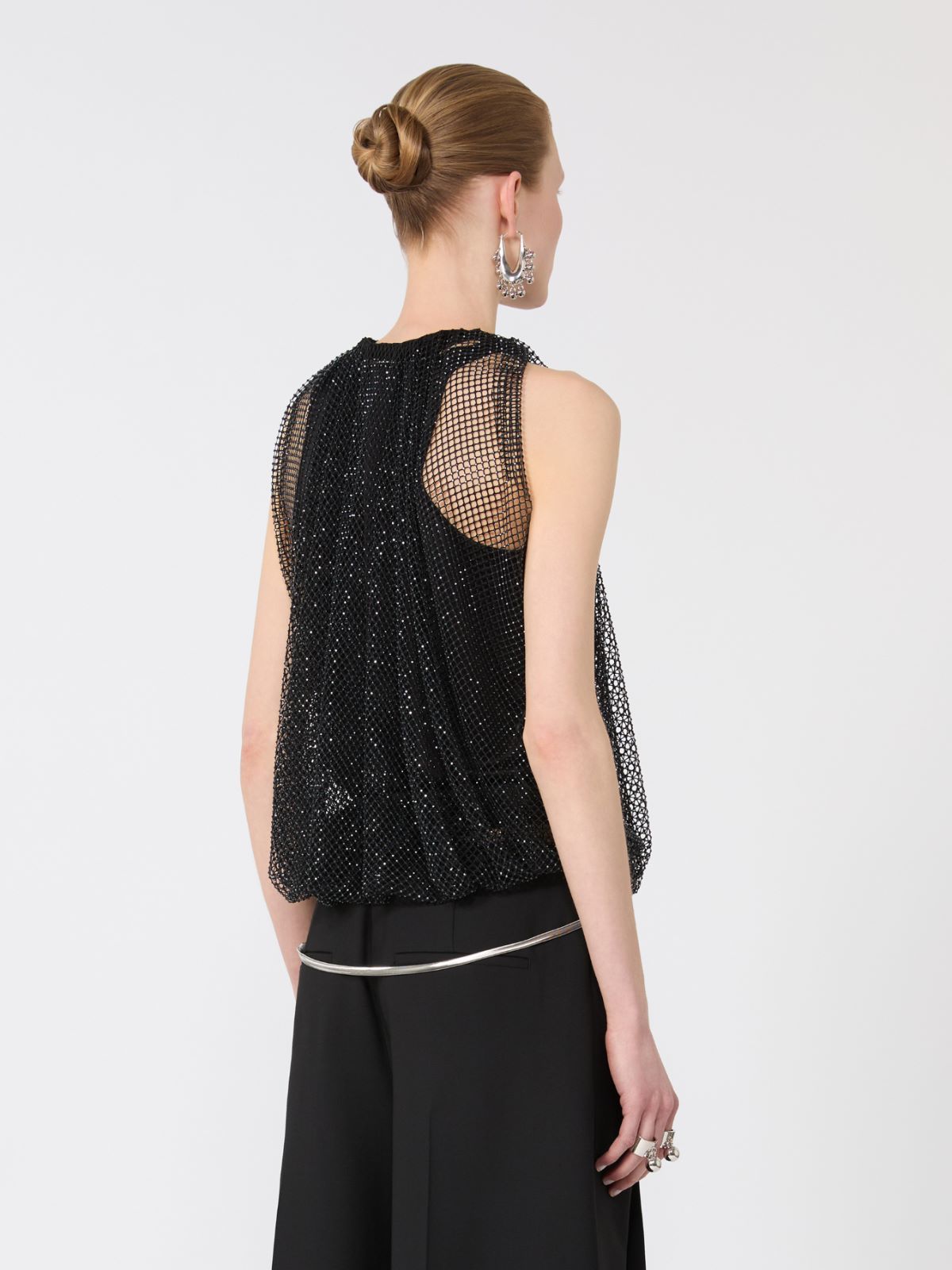 Mesh top with crystals - BLACK - Max Mara - 6