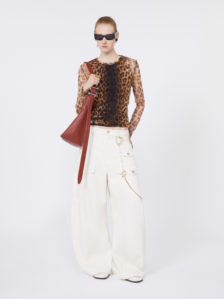 Animal-print bi-material top - BEIGE SHADED - Max Mara