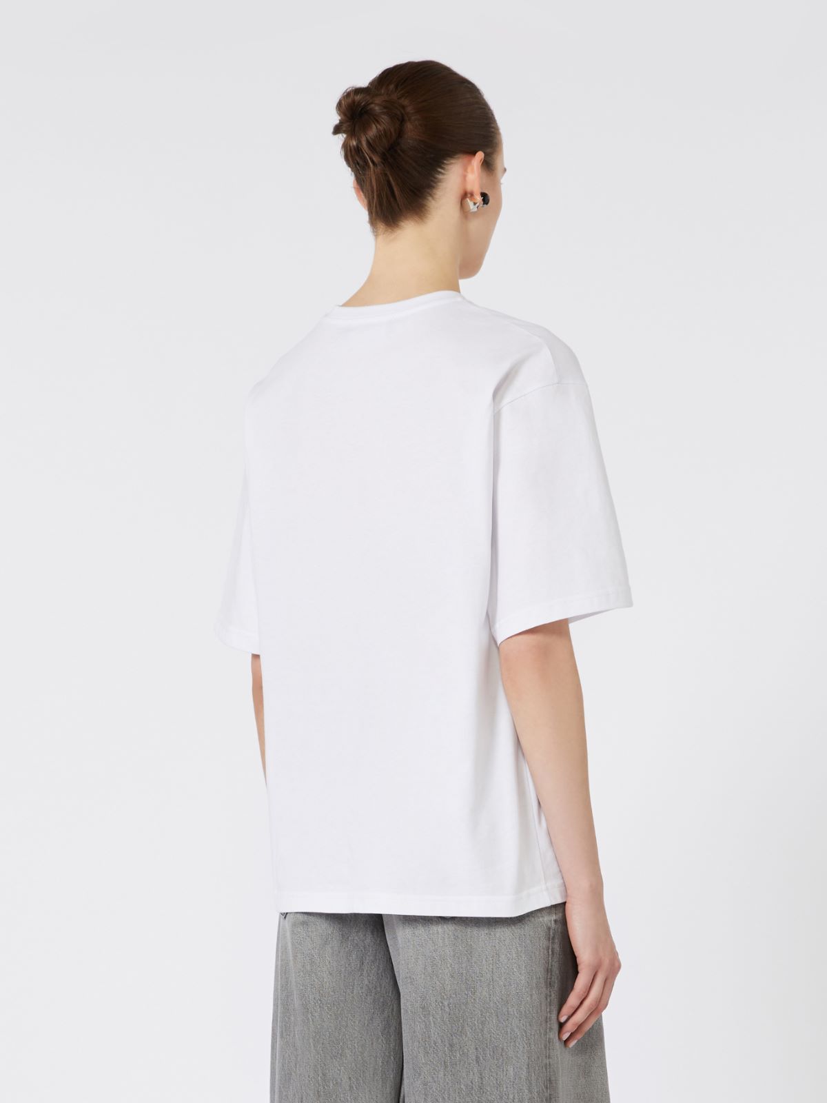Printed cotton T-shirt - OPTICAL WHITE - Max Mara - 5