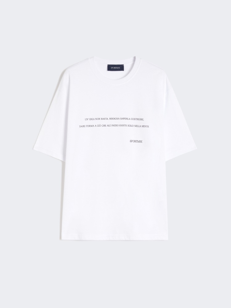 Printed cotton T-shirt - OPTICAL WHITE - Max Mara