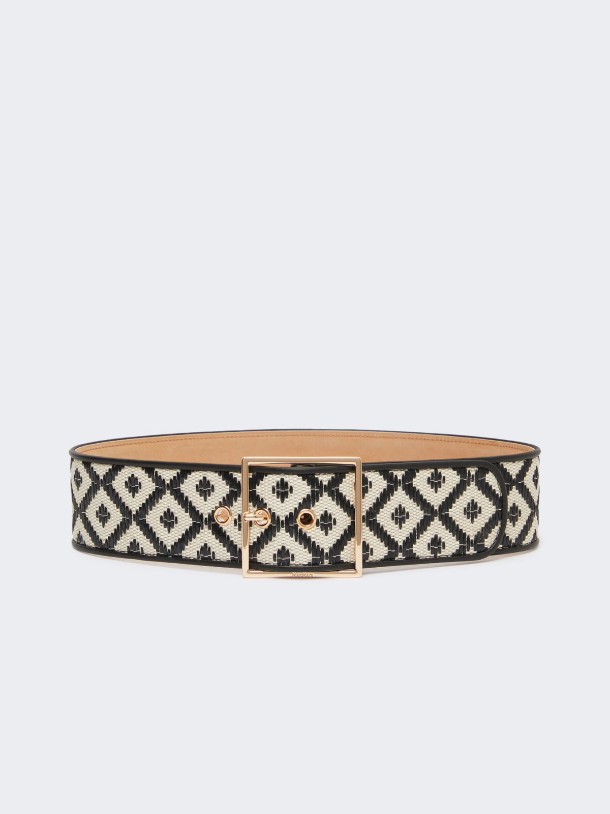 Raffia-effect wide fabric belt - BLACK - Max Mara