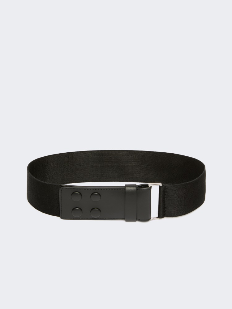 Elasticated webbing and leather wide belt - BLACK - Max Mara