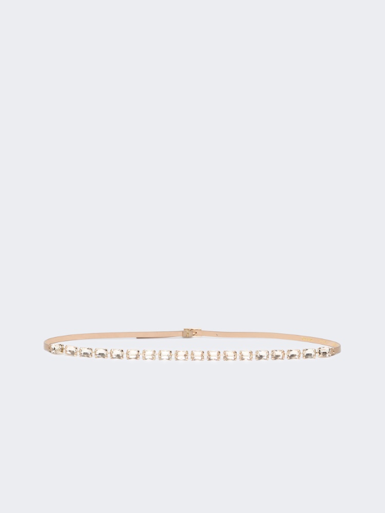 Biżuteryjny pasek ze skóry nappa - BEŻOWY - Max Mara