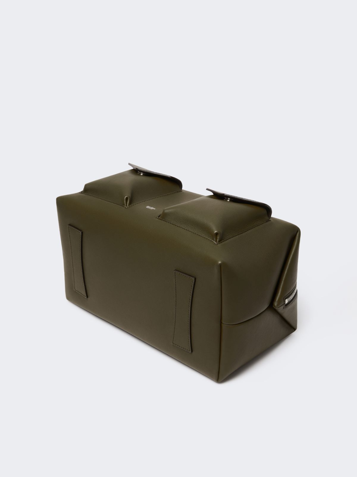 Large leather Boston bag with pockets - DARK BROWN - Max Mara - 6