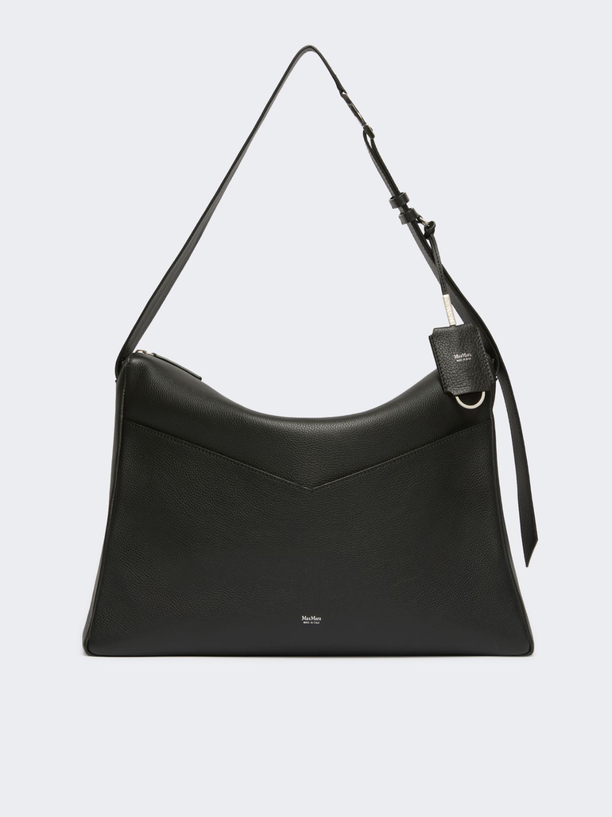 Large, low-sheen leather handbag - BLACK - Max Mara