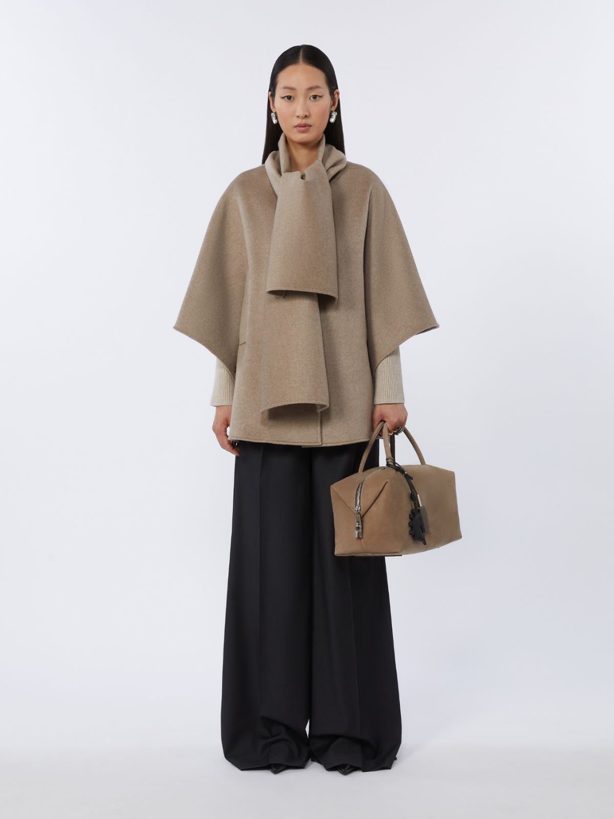 Large nubuck leather Boston bag - TURTLEDOVE - Max Mara - 12