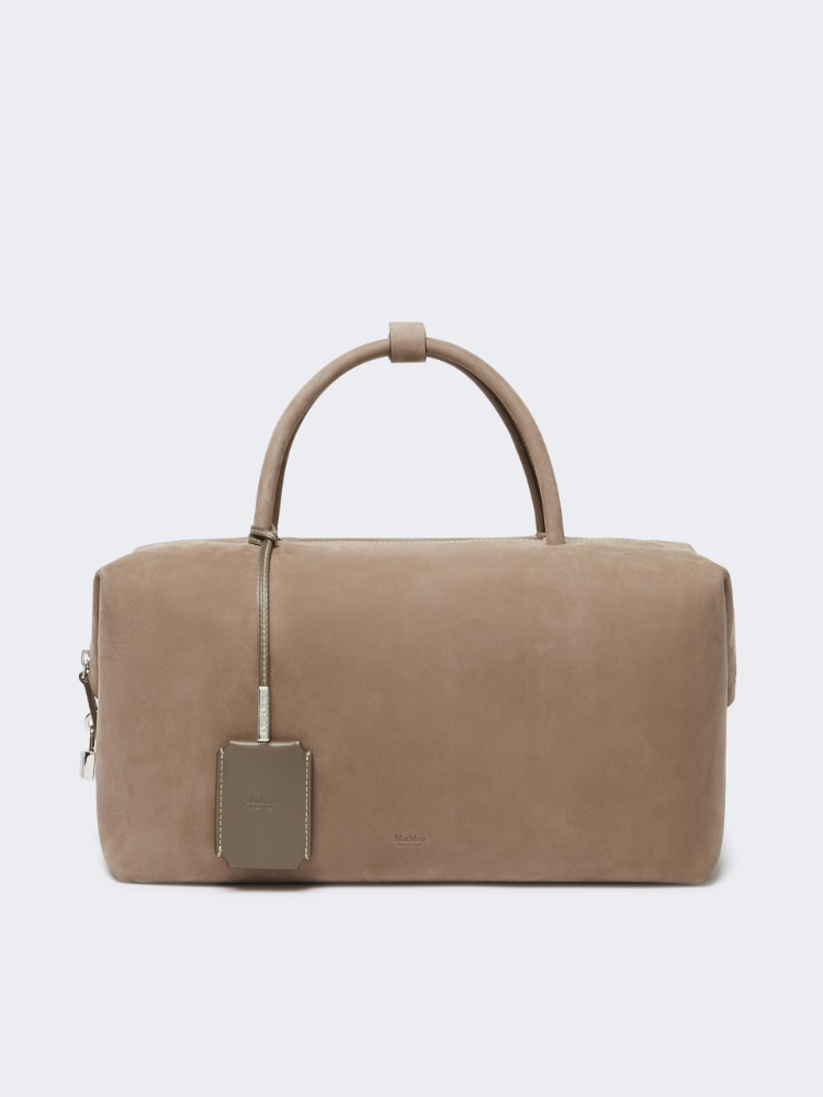 Large nubuck leather Boston bag - TURTLEDOVE - Max Mara