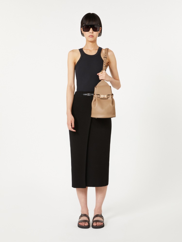 Leather, one-shoulder Margaux backpack - MUD